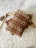 brown plaid book & kindle  sleeve