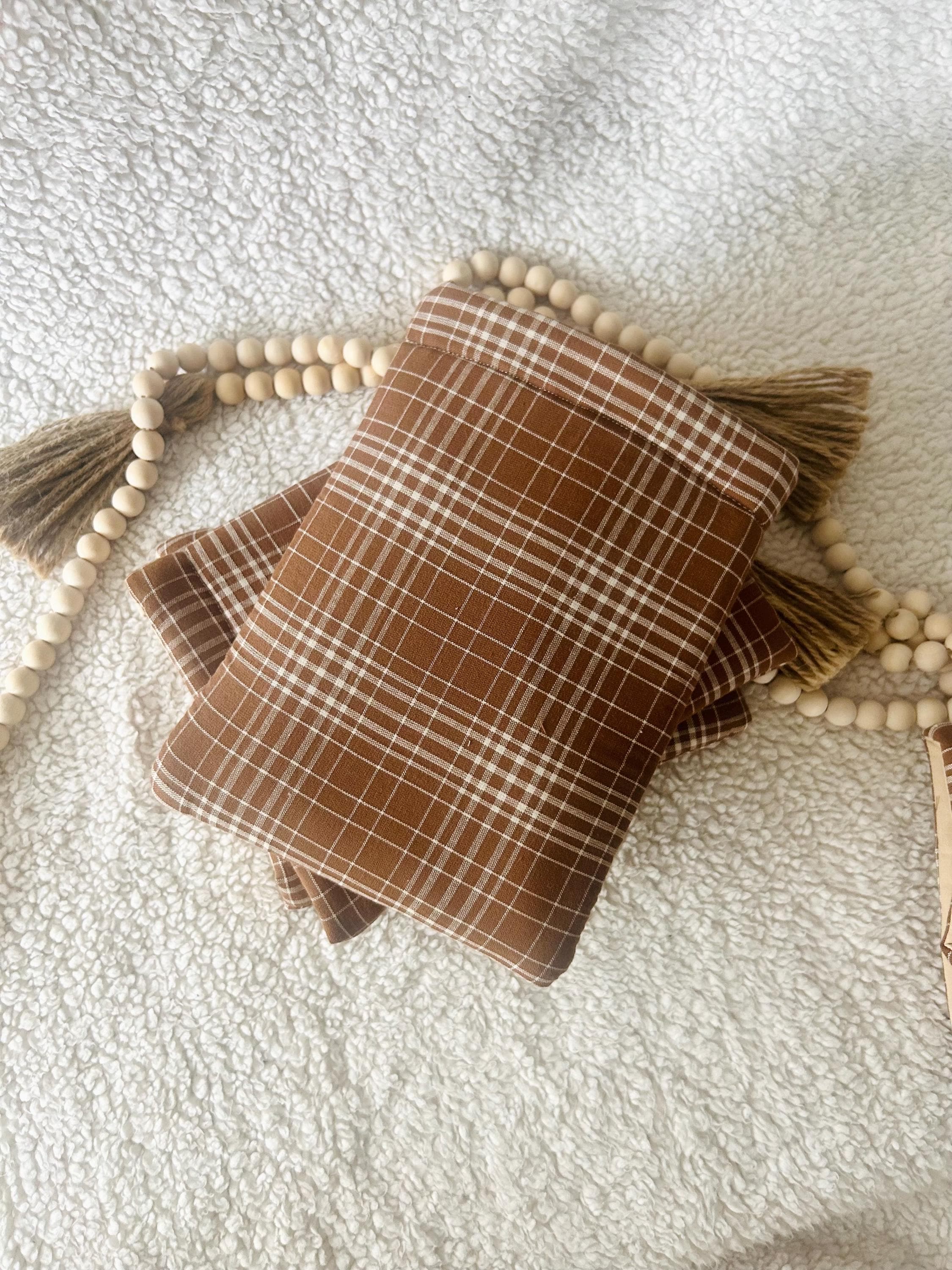 brown plaid book & kindle  sleeve
