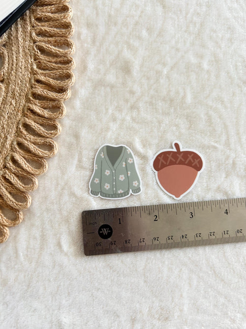 6 mini fall stickers pack: uggs, sweater, leaves, mushroom, pumpkin, leaves