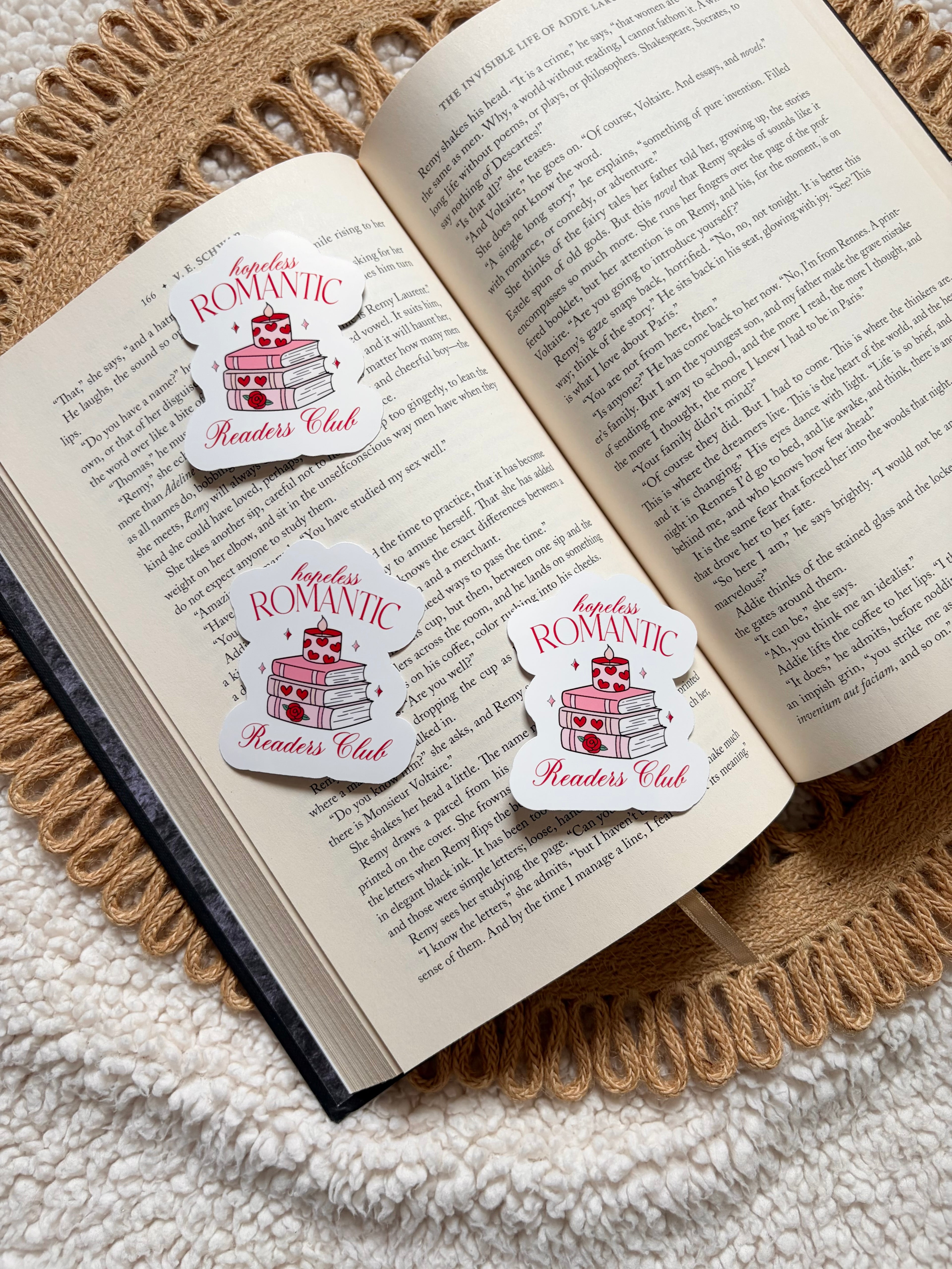 hopeless romantic book club sticker