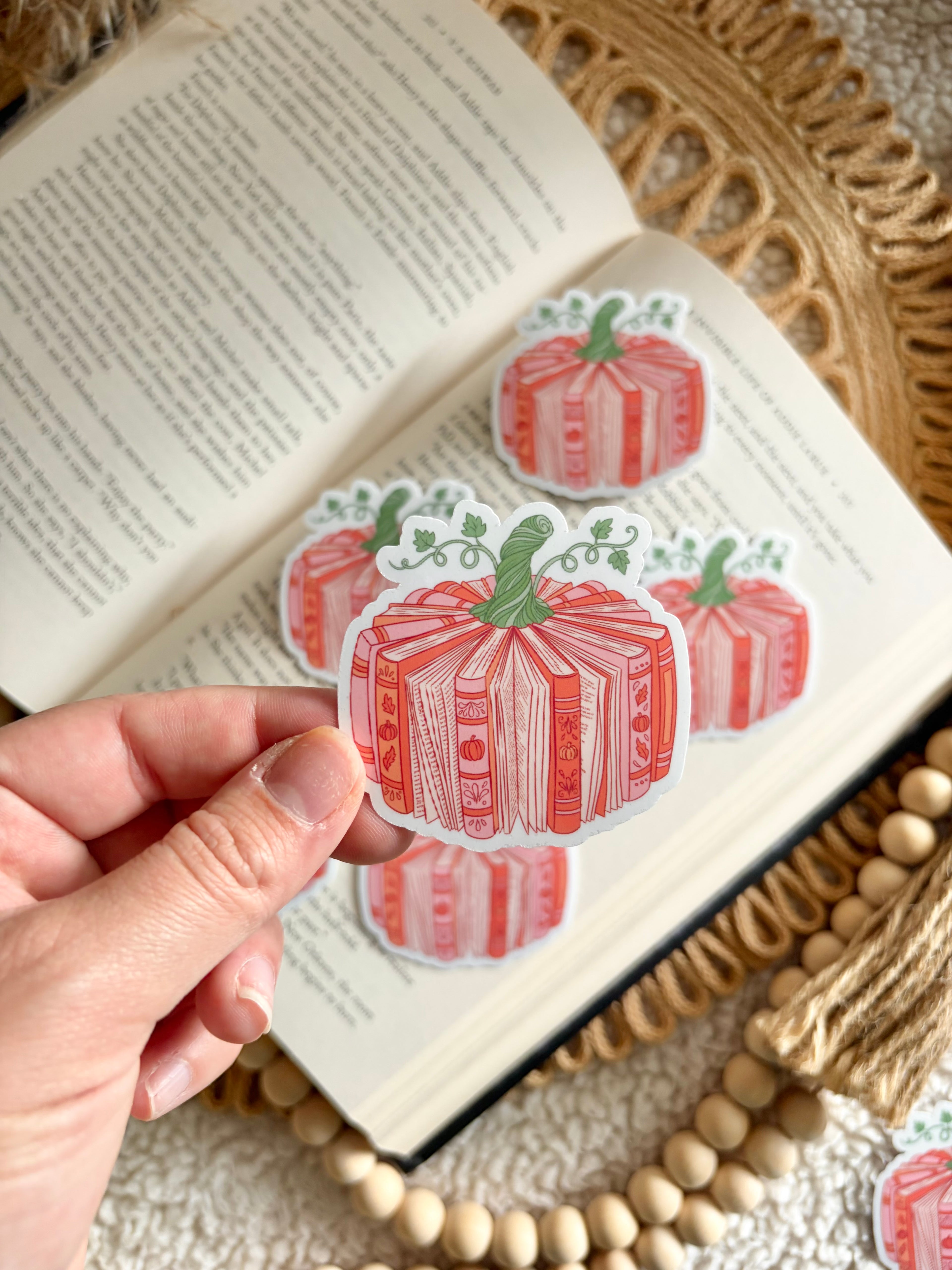 book pumpkin sticker