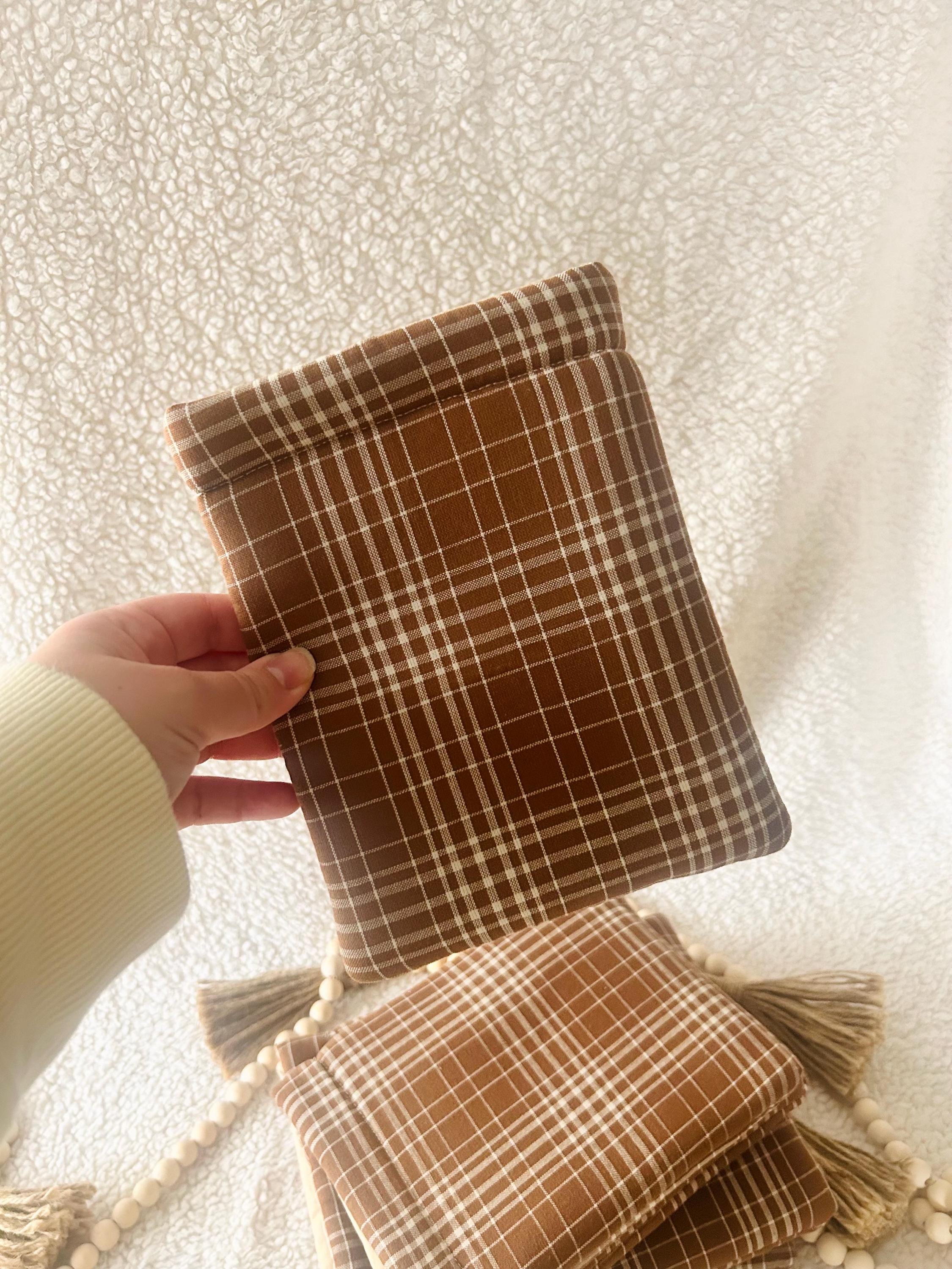 brown plaid book & kindle  sleeve