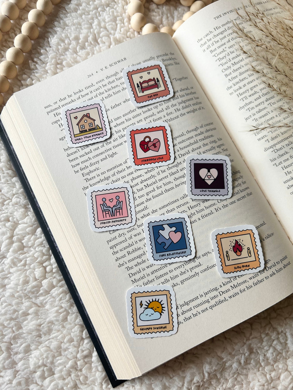 romance tropes sticker set | set of 8 mini stickers