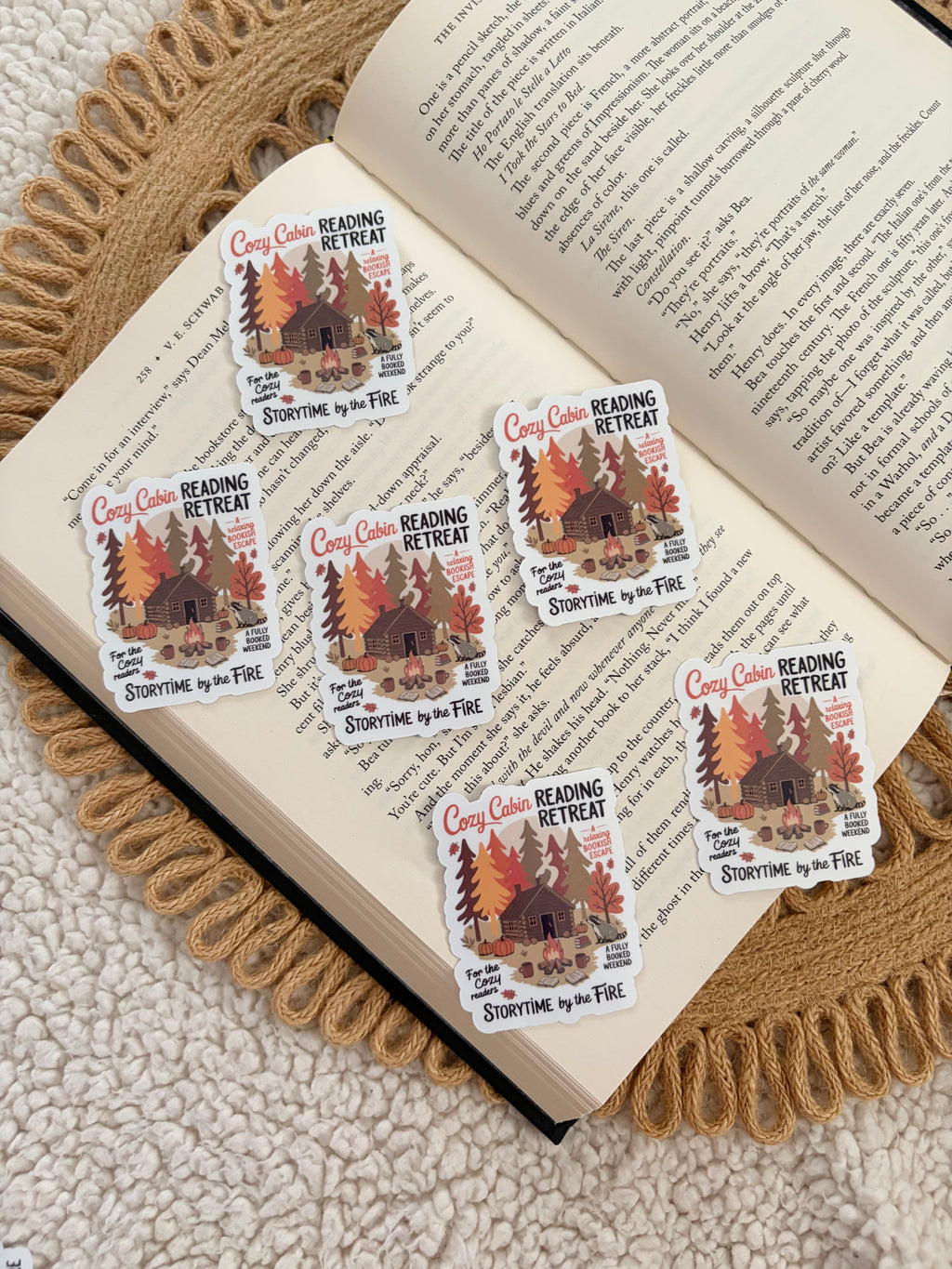 cozy cabin reading retreat sticker