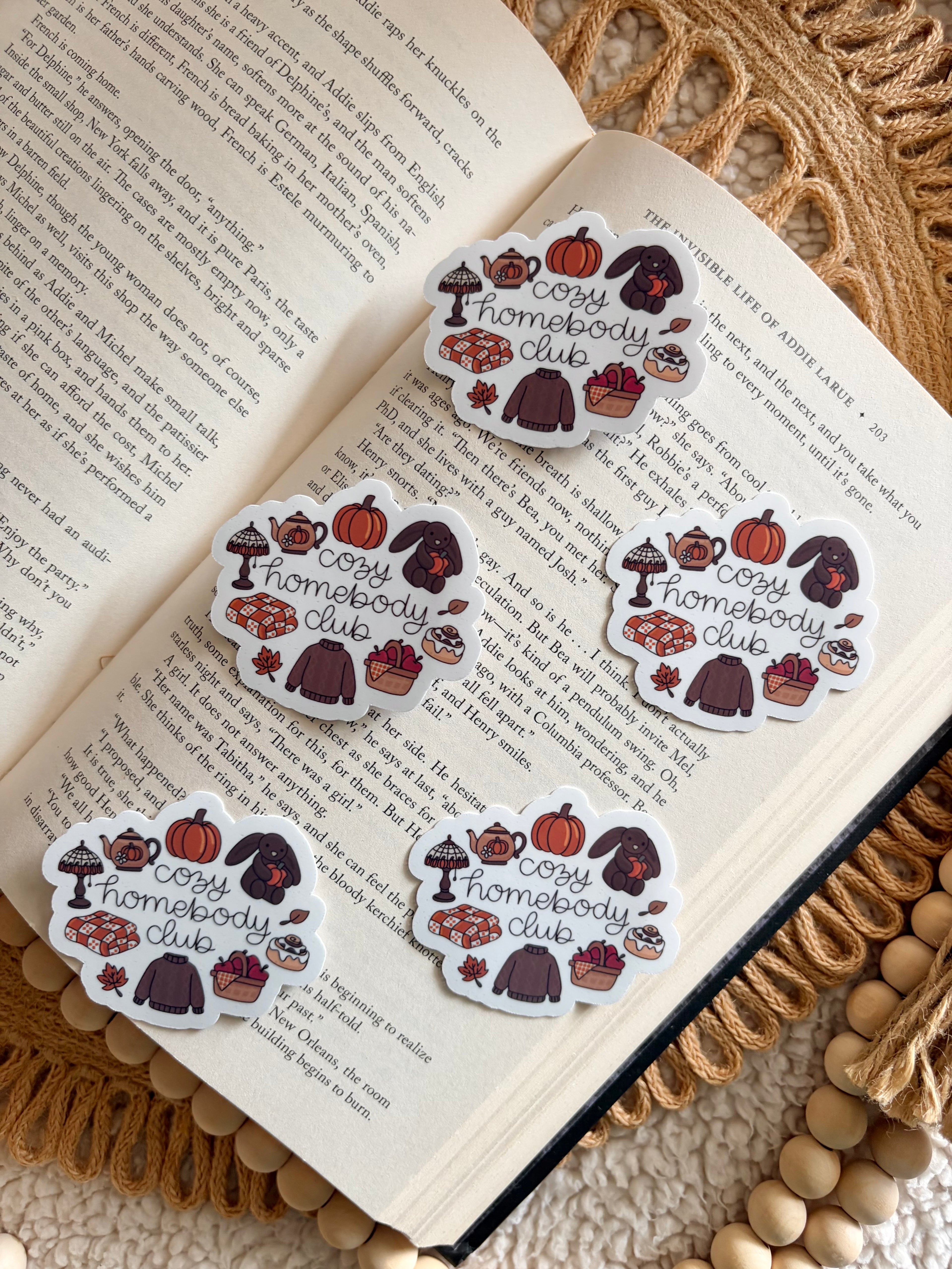 cozy homebody club sticker