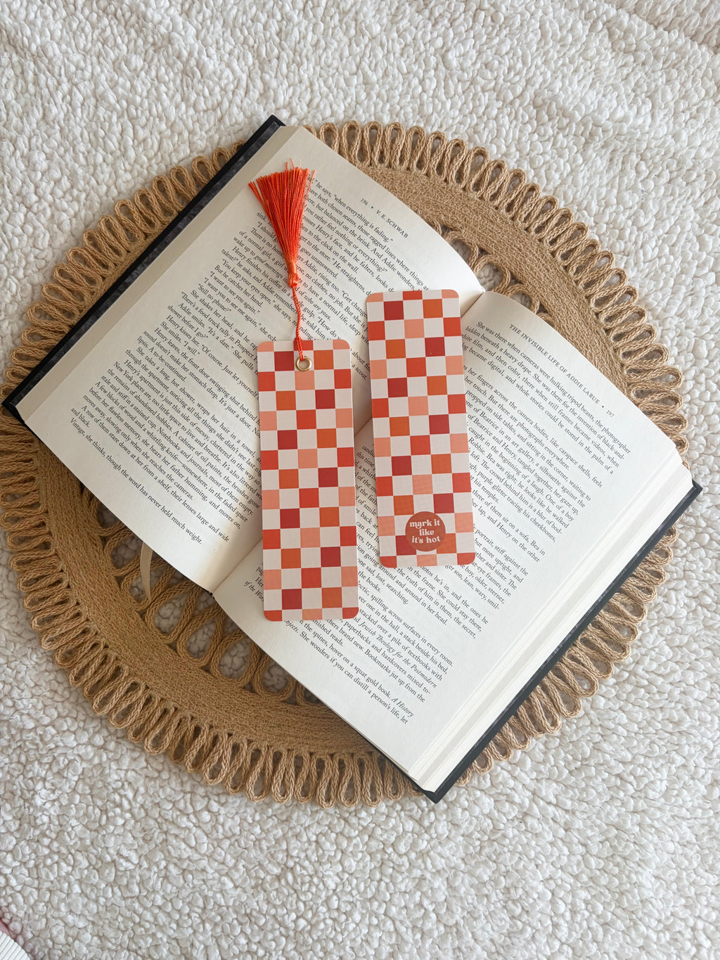 orange checkered bookmark
