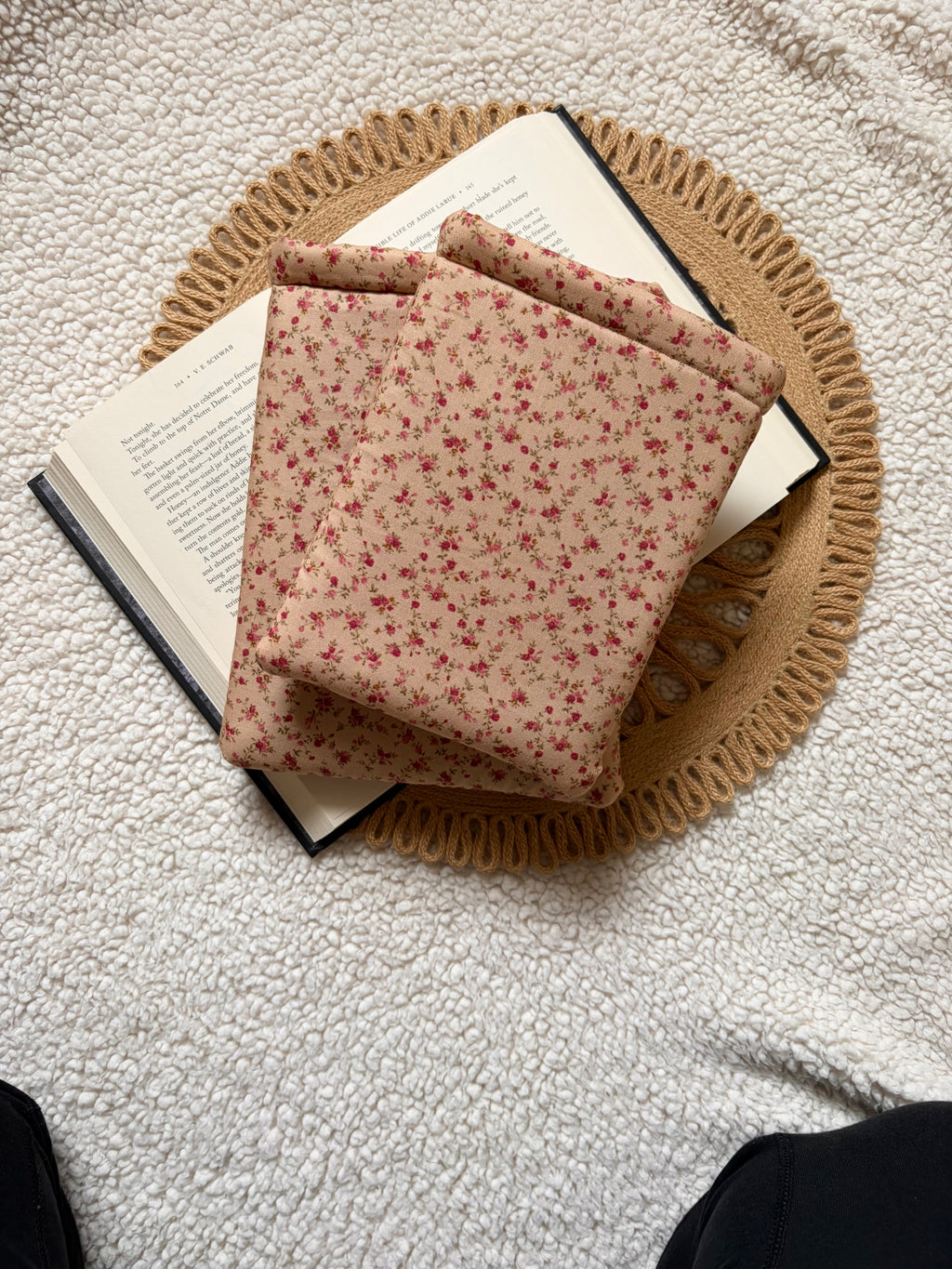 brown floral book & kindle sleeve