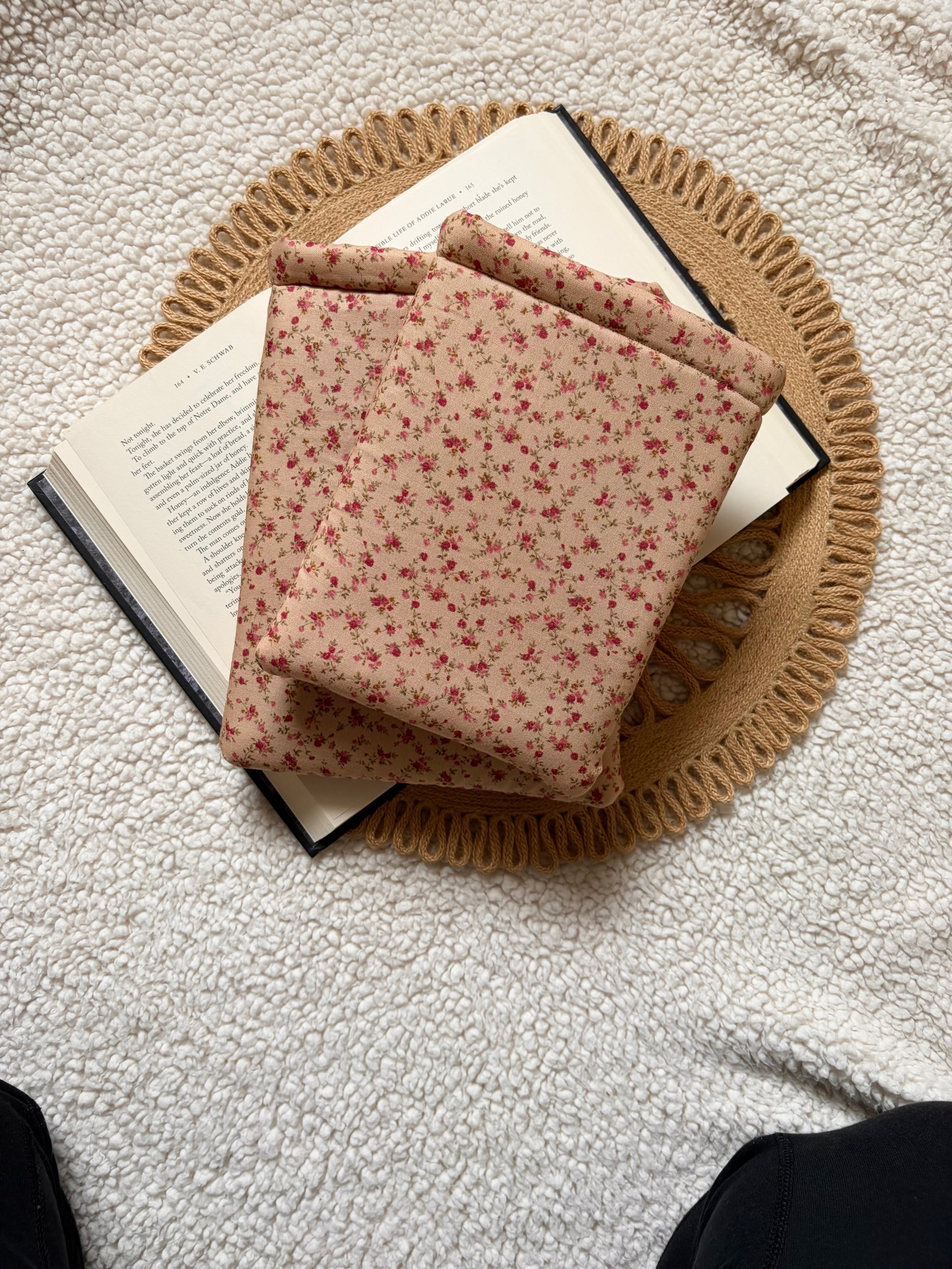 brown floral book & kindle sleeve
