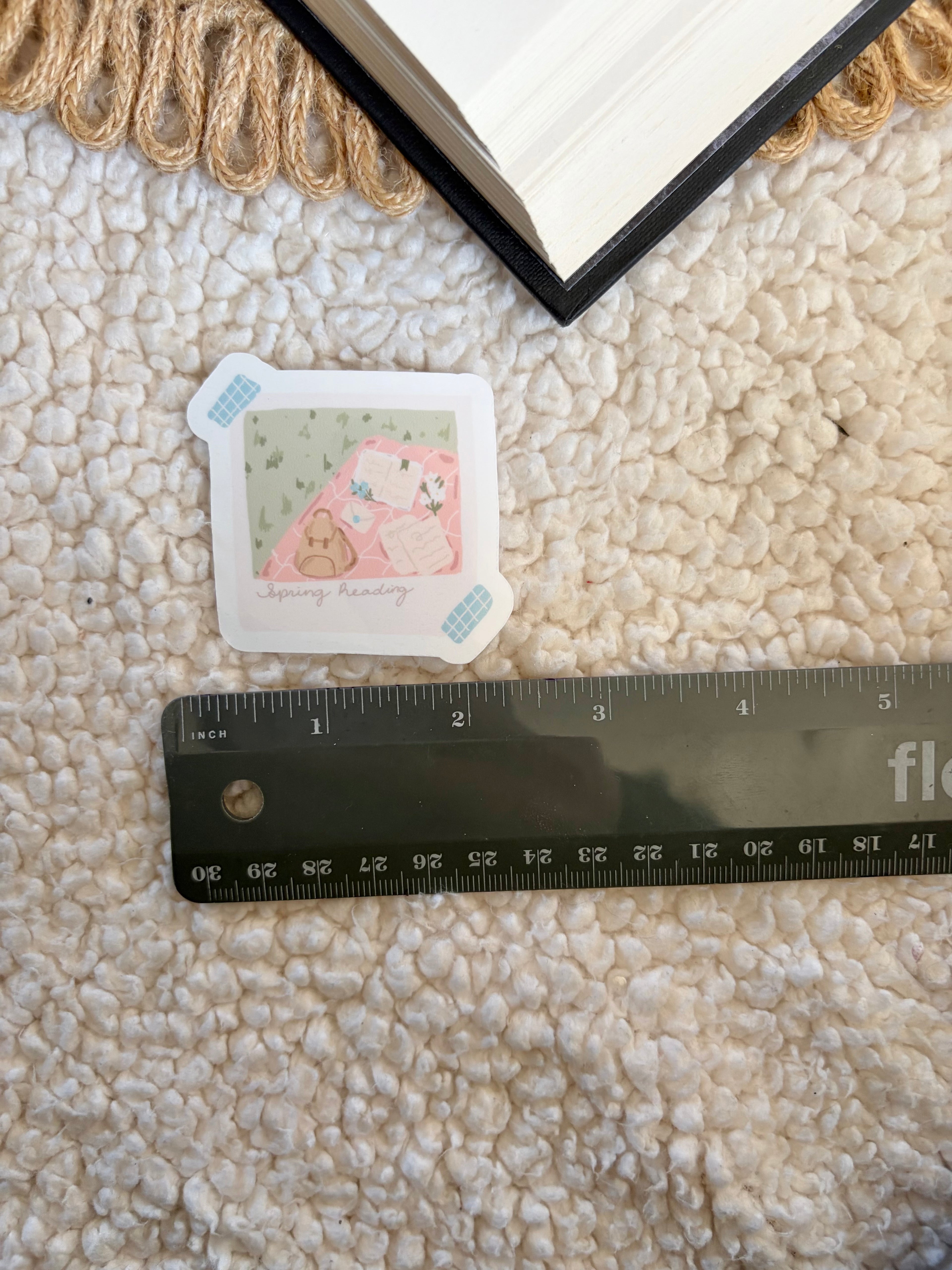 spring reading polaroid sticker