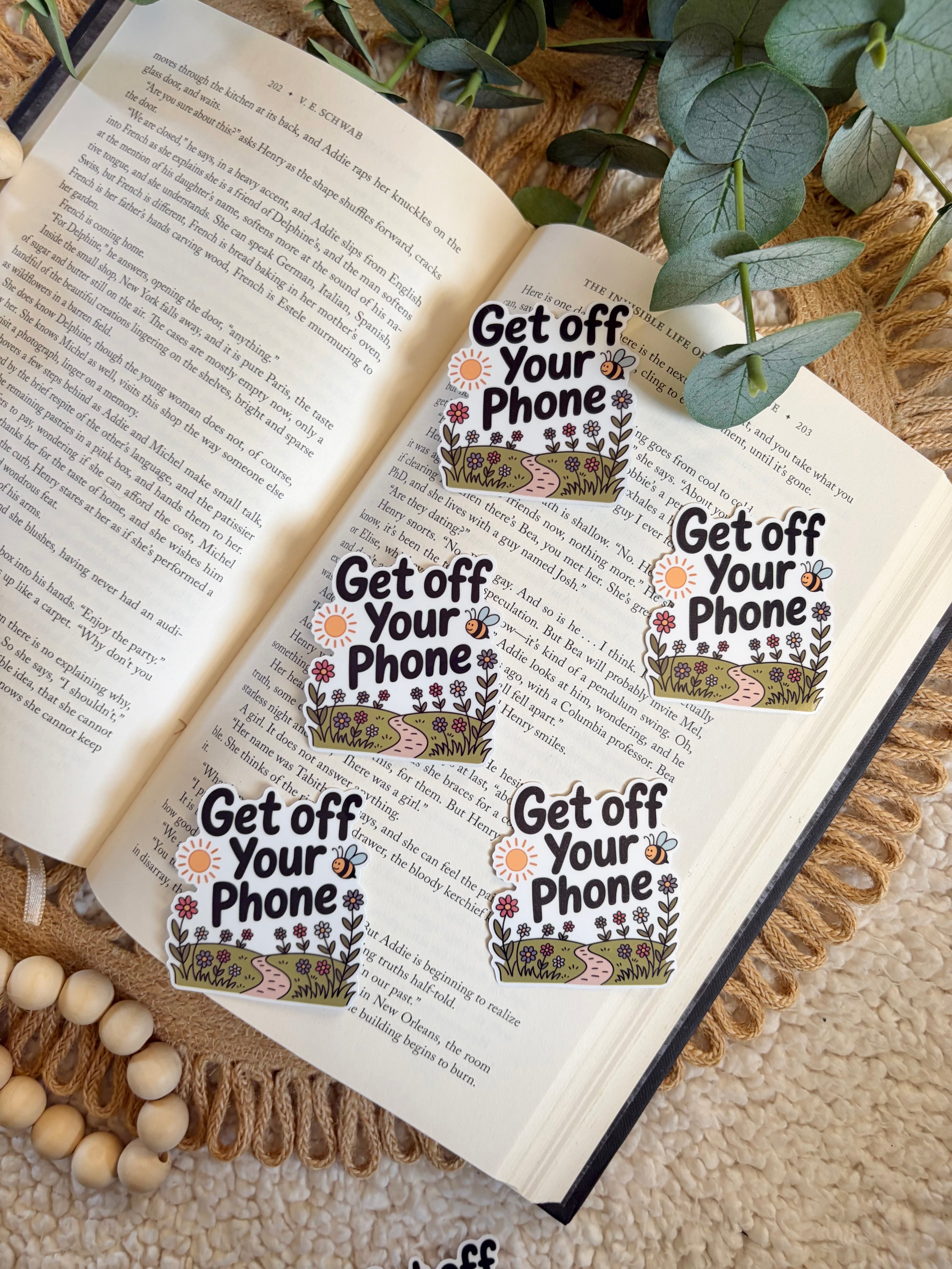 get off your phone sticker