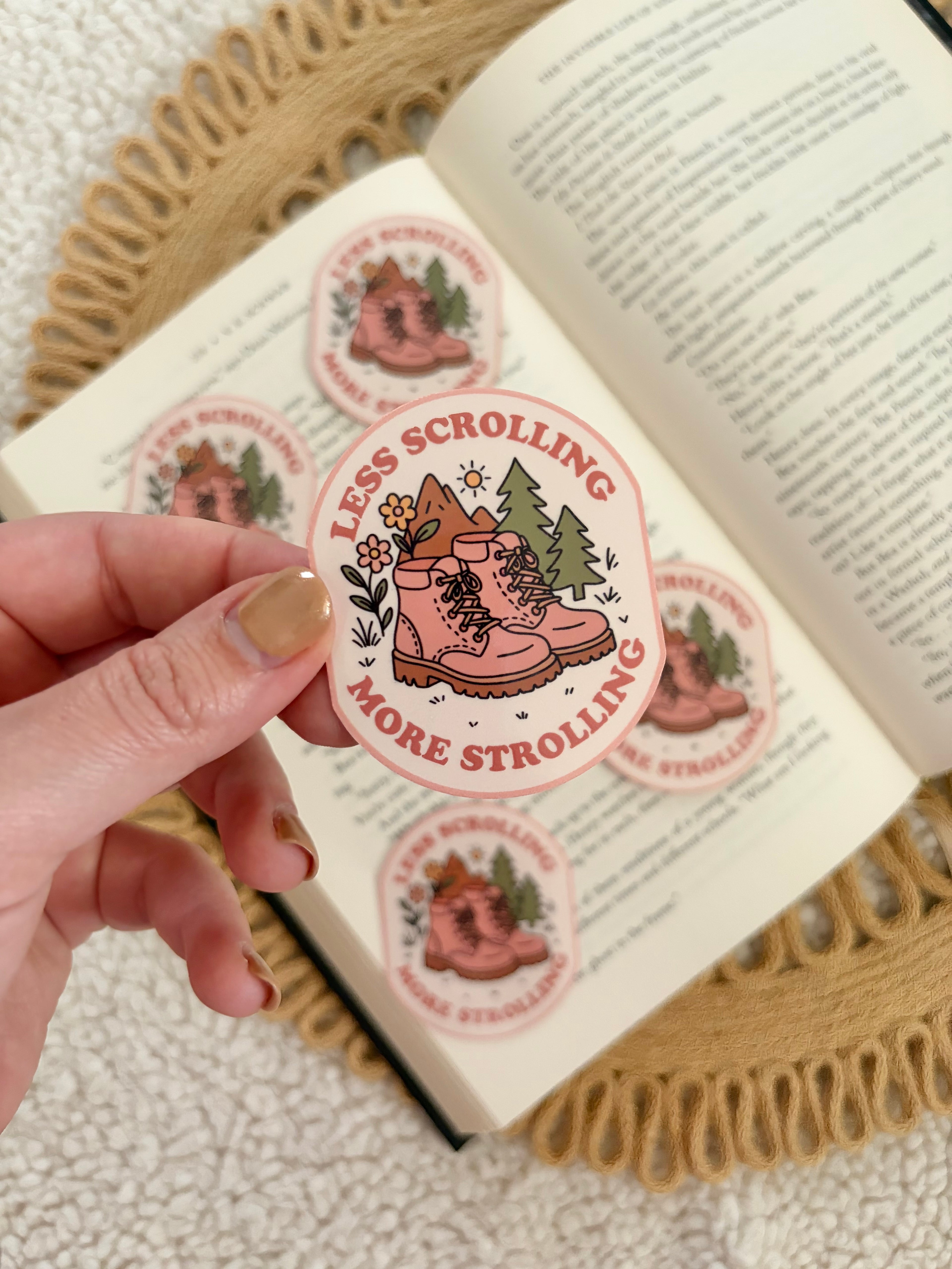 less scrolling more strolling sticker