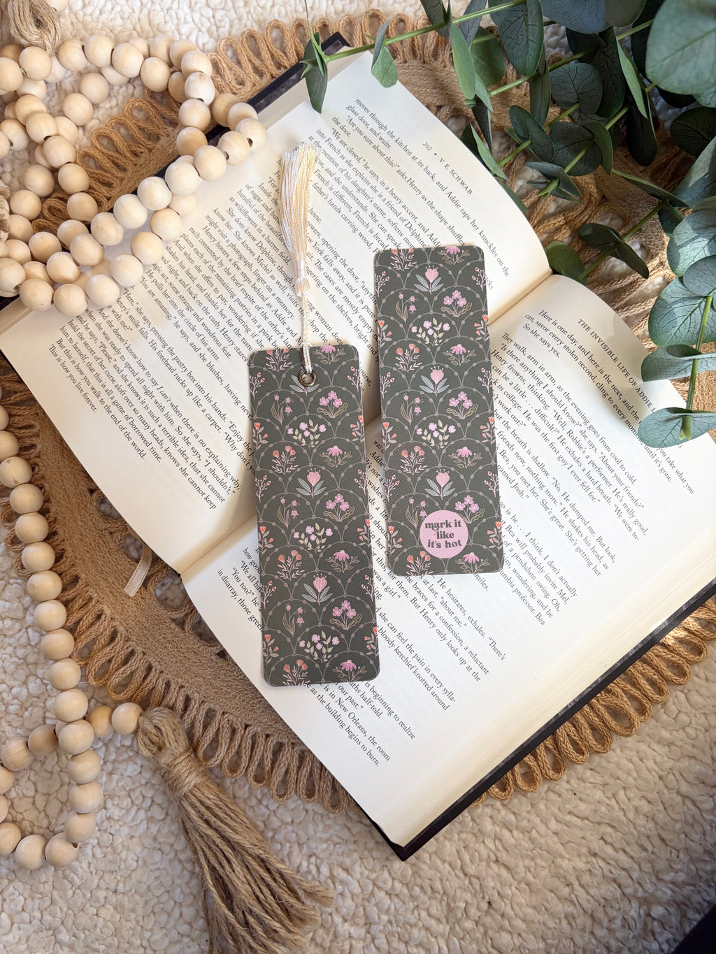 green floral bookmark