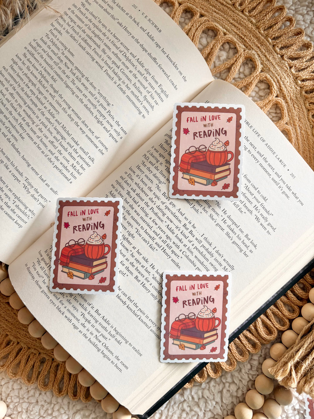 fall in love with reading sticker