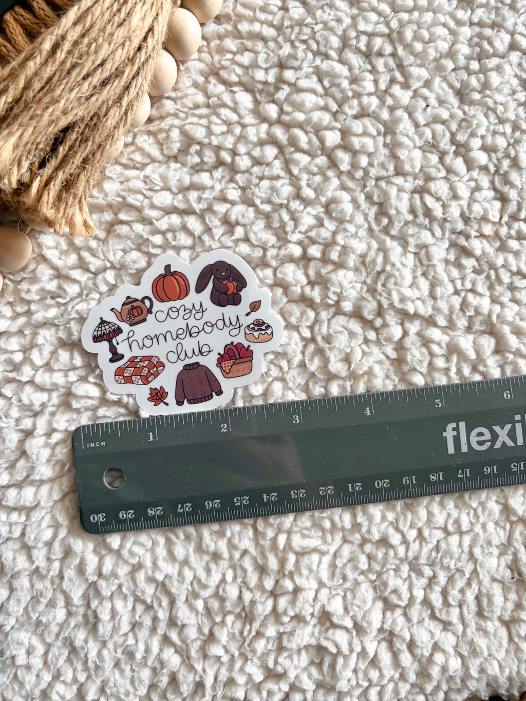 cozy homebody club sticker