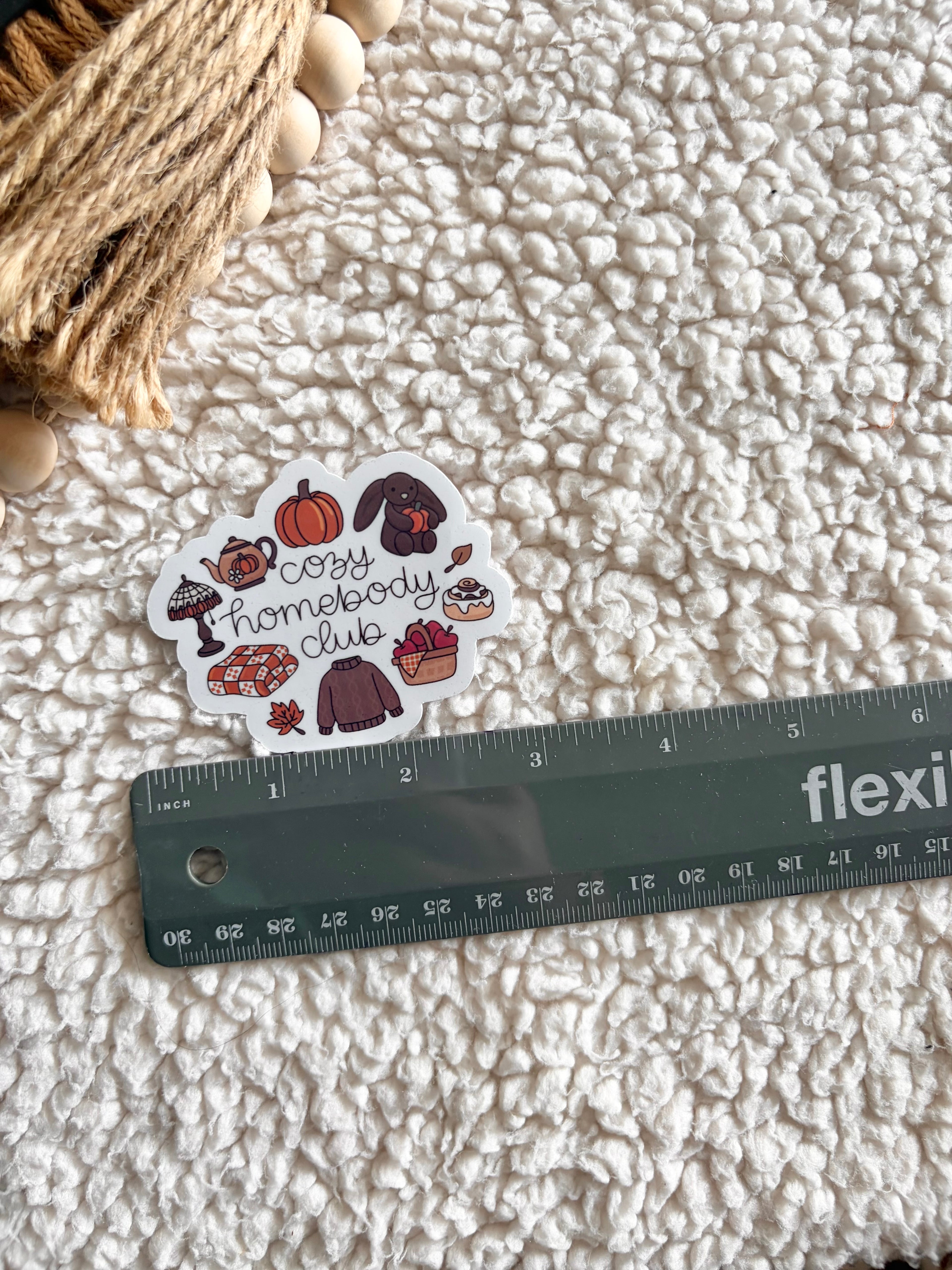 cozy homebody club sticker