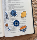 6 mini Mediterranean summer sticker pack