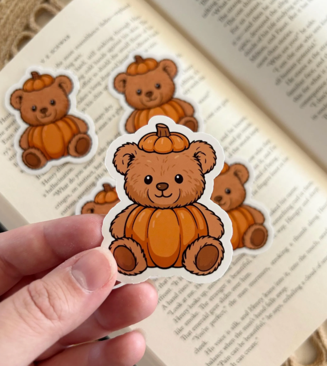 pumpkin teddy bear sticker