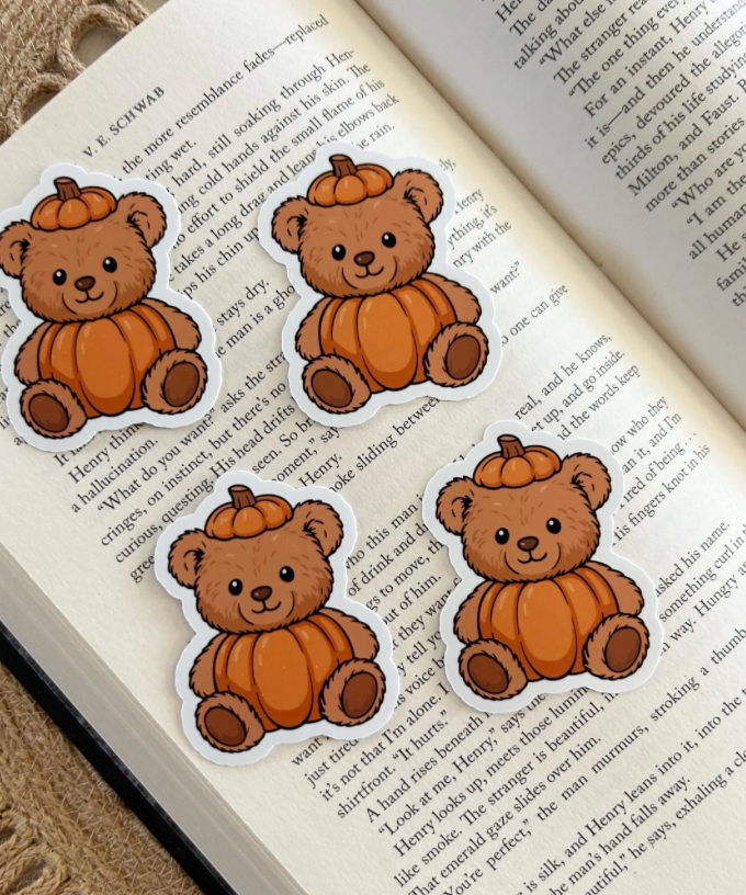 pumpkin teddy bear sticker