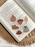 6 mini fall stickers pack: uggs, sweater, leaves, mushroom, pumpkin, leaves