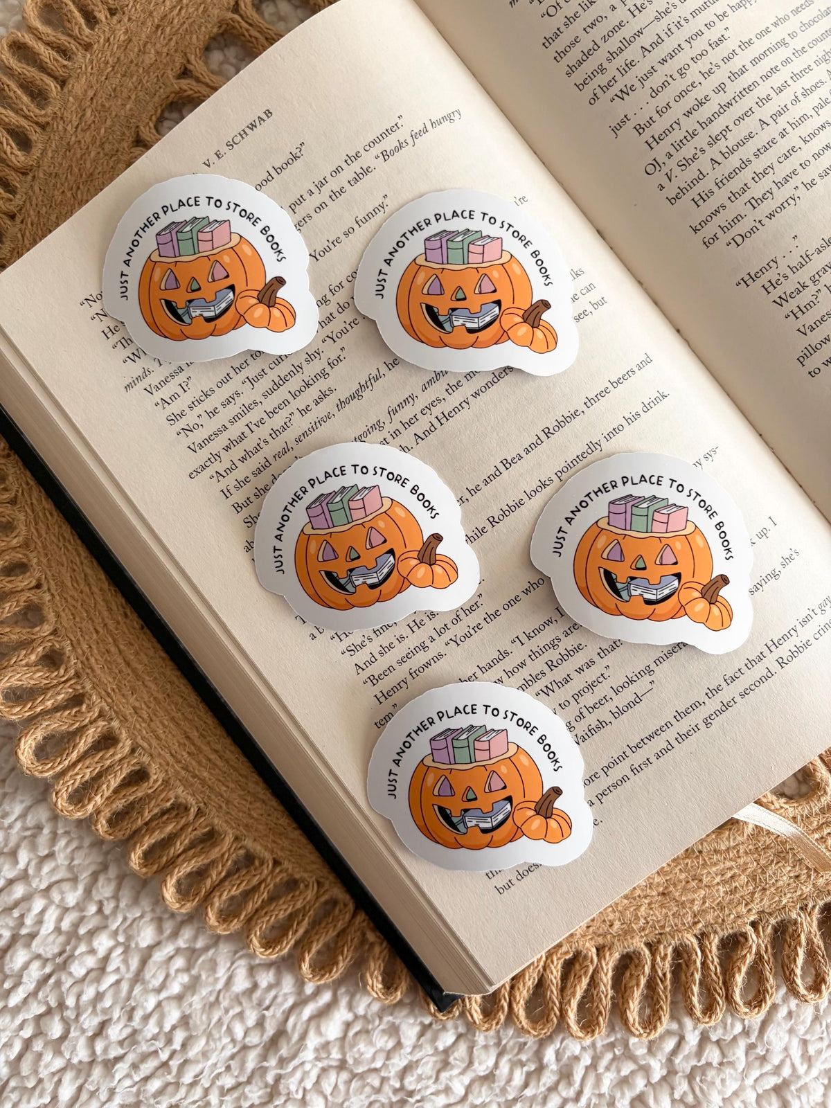 jack-o'-lantern book holder sticker