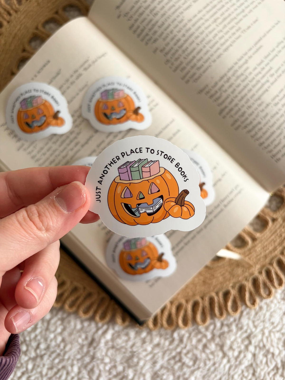 jack-o'-lantern book holder sticker