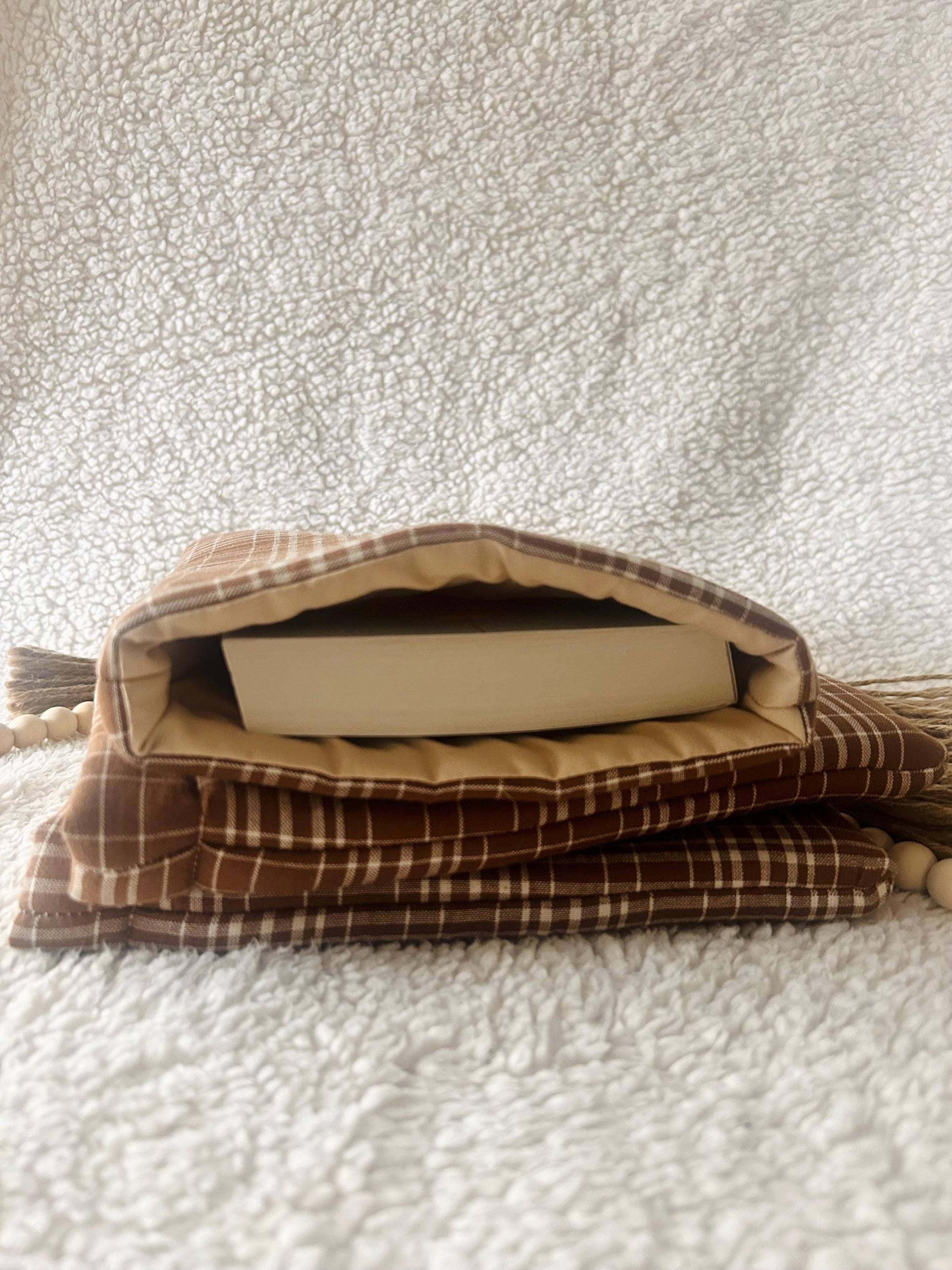 brown plaid book & kindle  sleeve