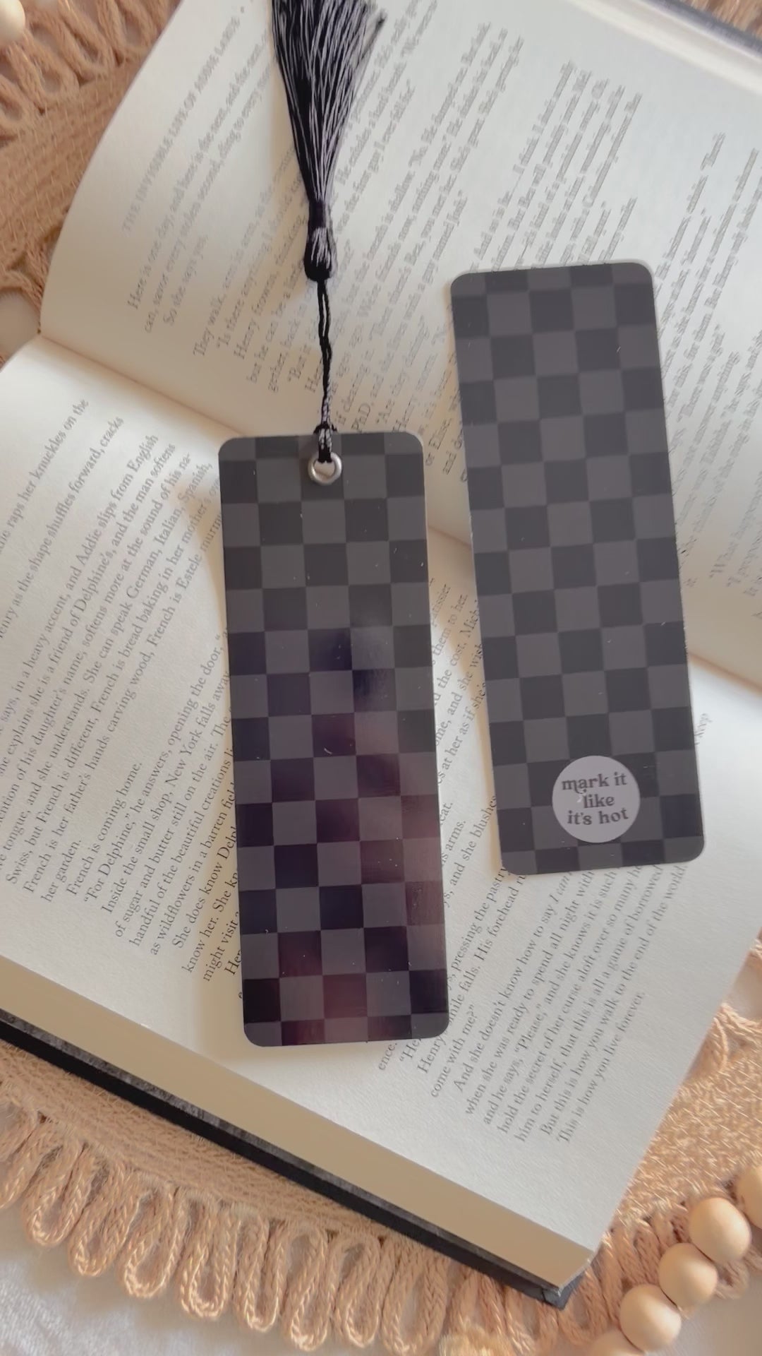 black checkered bookmark