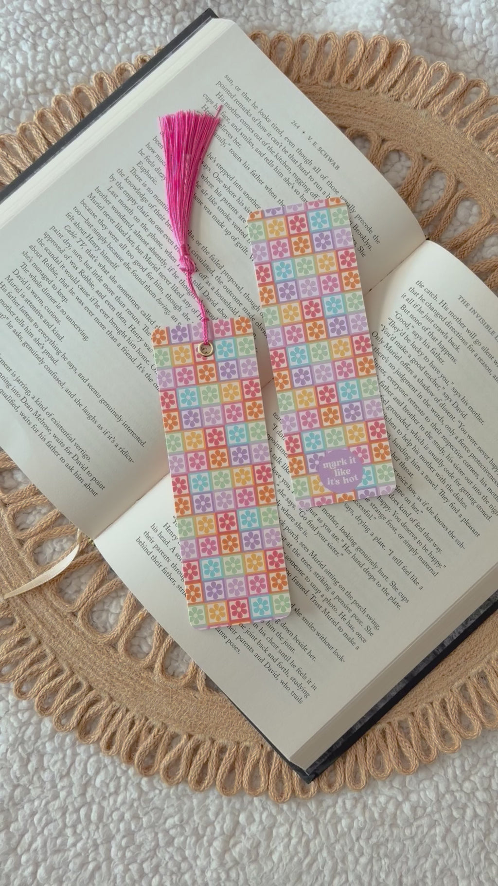 rainbow flower squares bookmark
