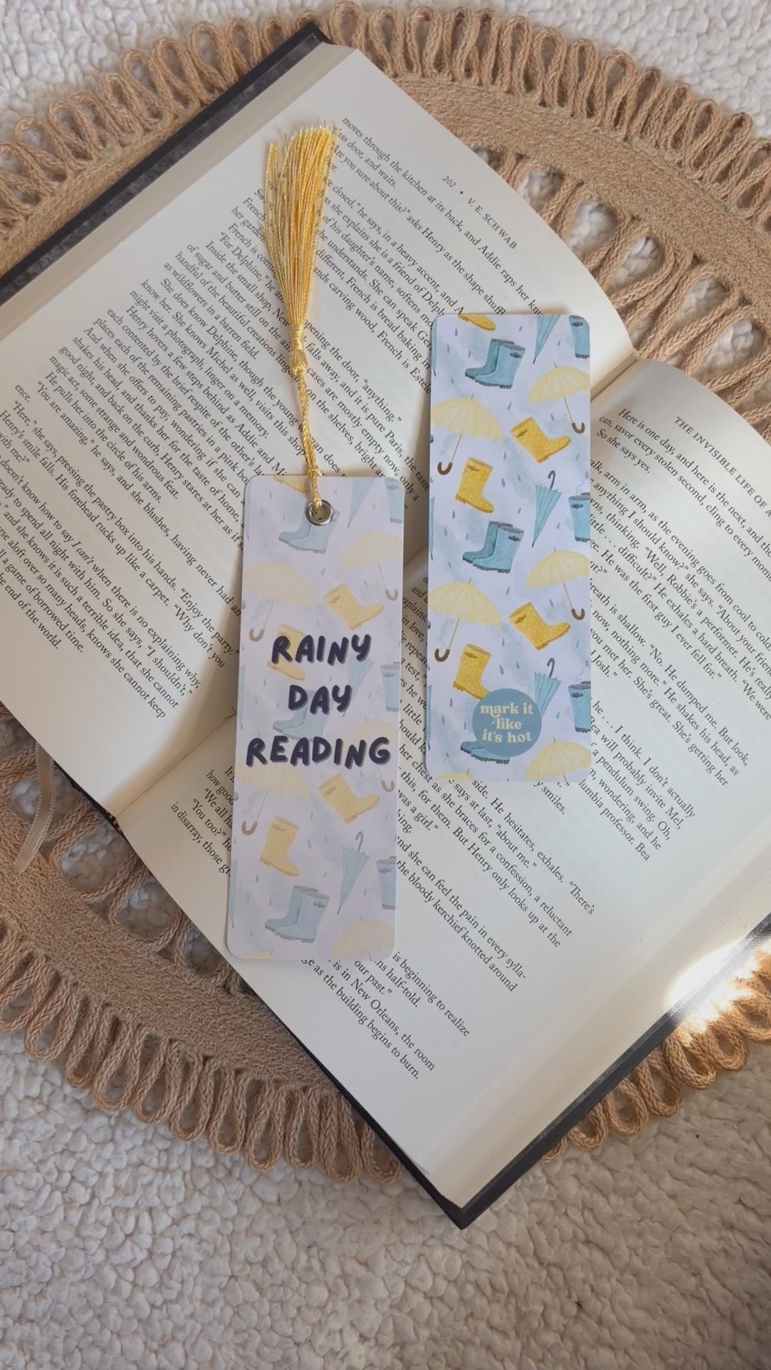 rainy day reading bookmark