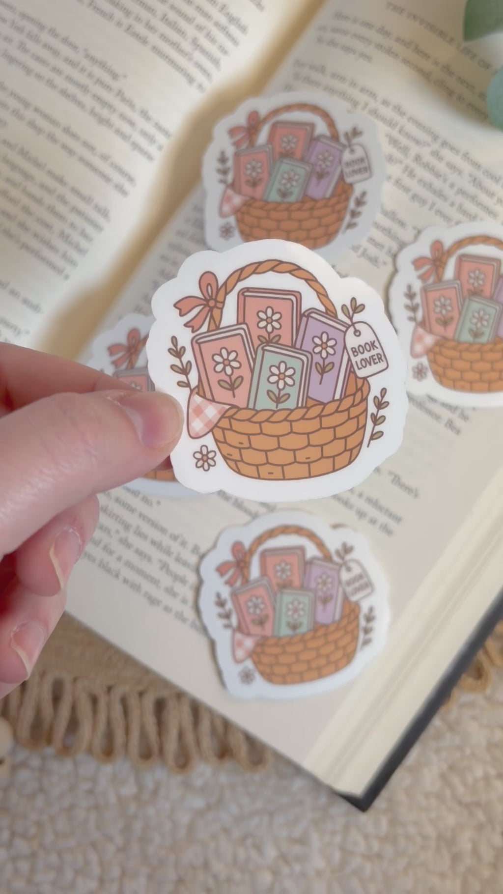 Easter book basket sticker