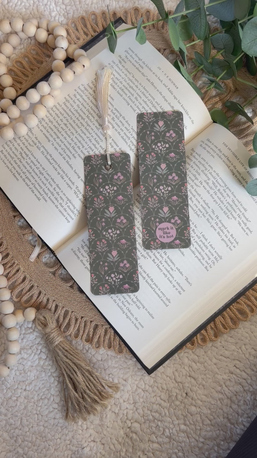 green floral bookmark