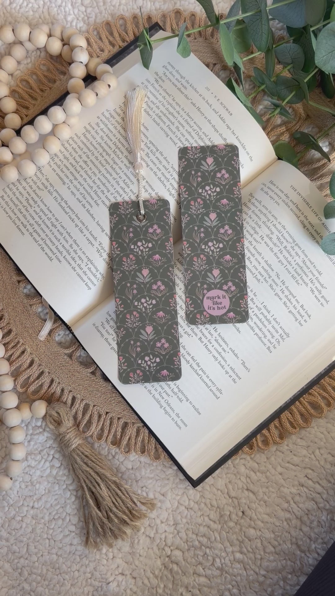 green floral bookmark
