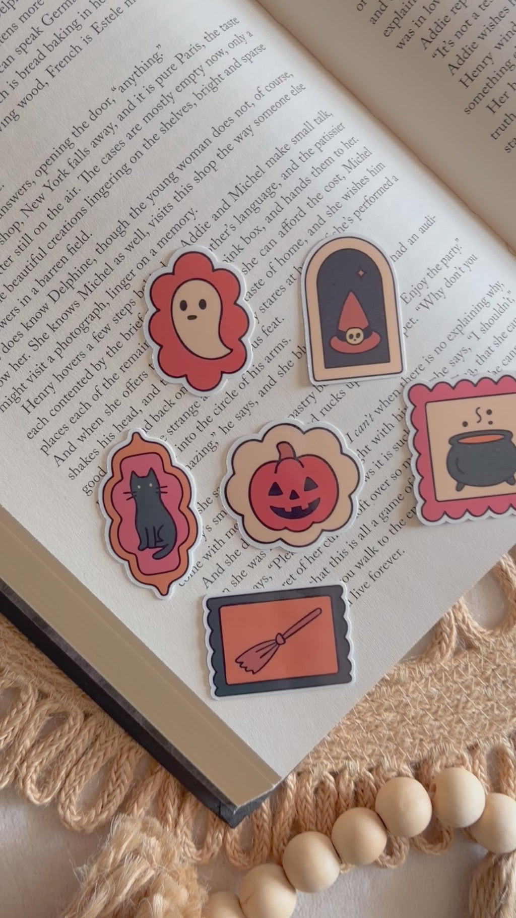 6 mini orange halloween stickers pack