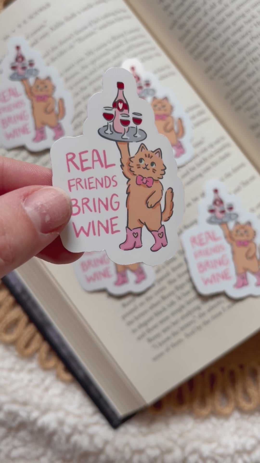real friends bring wine sticker
