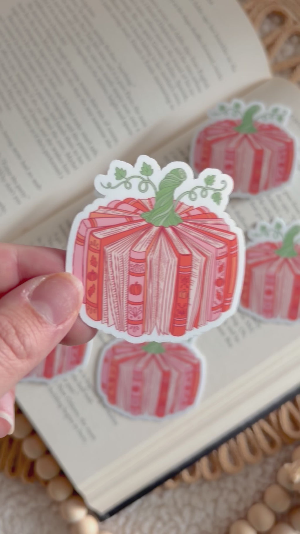 book pumpkin sticker